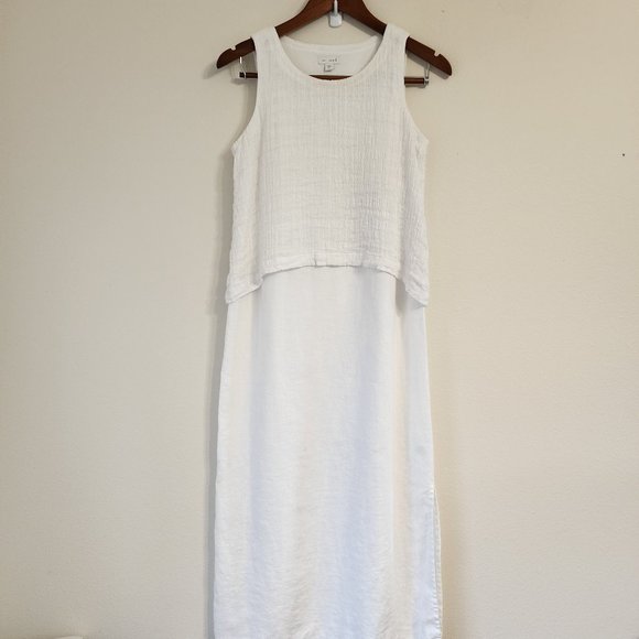 J. Jill Dresses & Skirts - J.Jill Pure Linen Women Sleeveless Maxi Dress Sz XS White, Layer, Slit, Classic